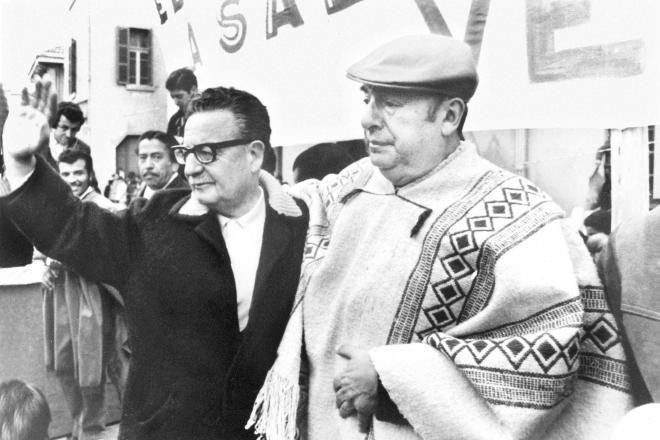 Pablo Neruda y Salvador Allende