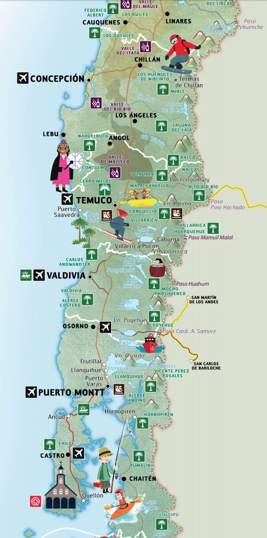 Mapa del Sur Chileno