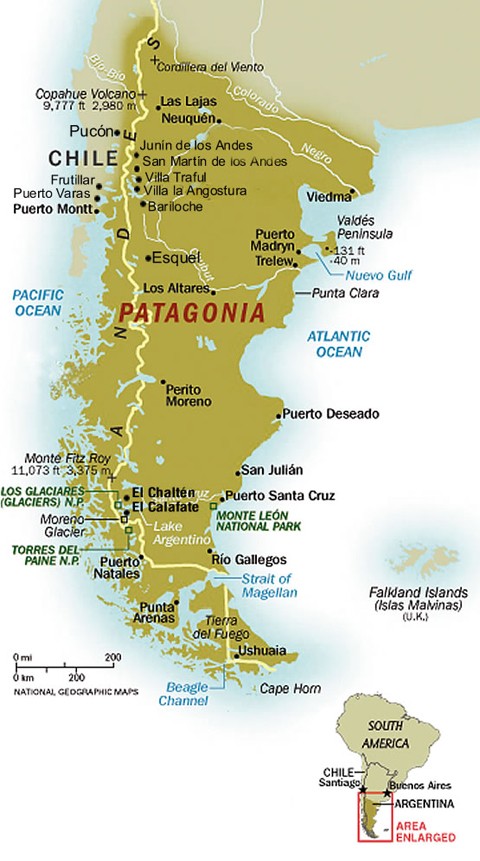Mapa de Patagonia